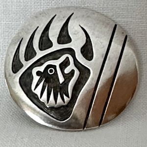 Sterling Silver Native American Hopi Overlay Pin / Pendant